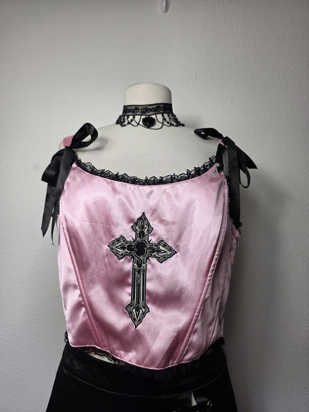Dolls Kill Pink Emo Satin Corset